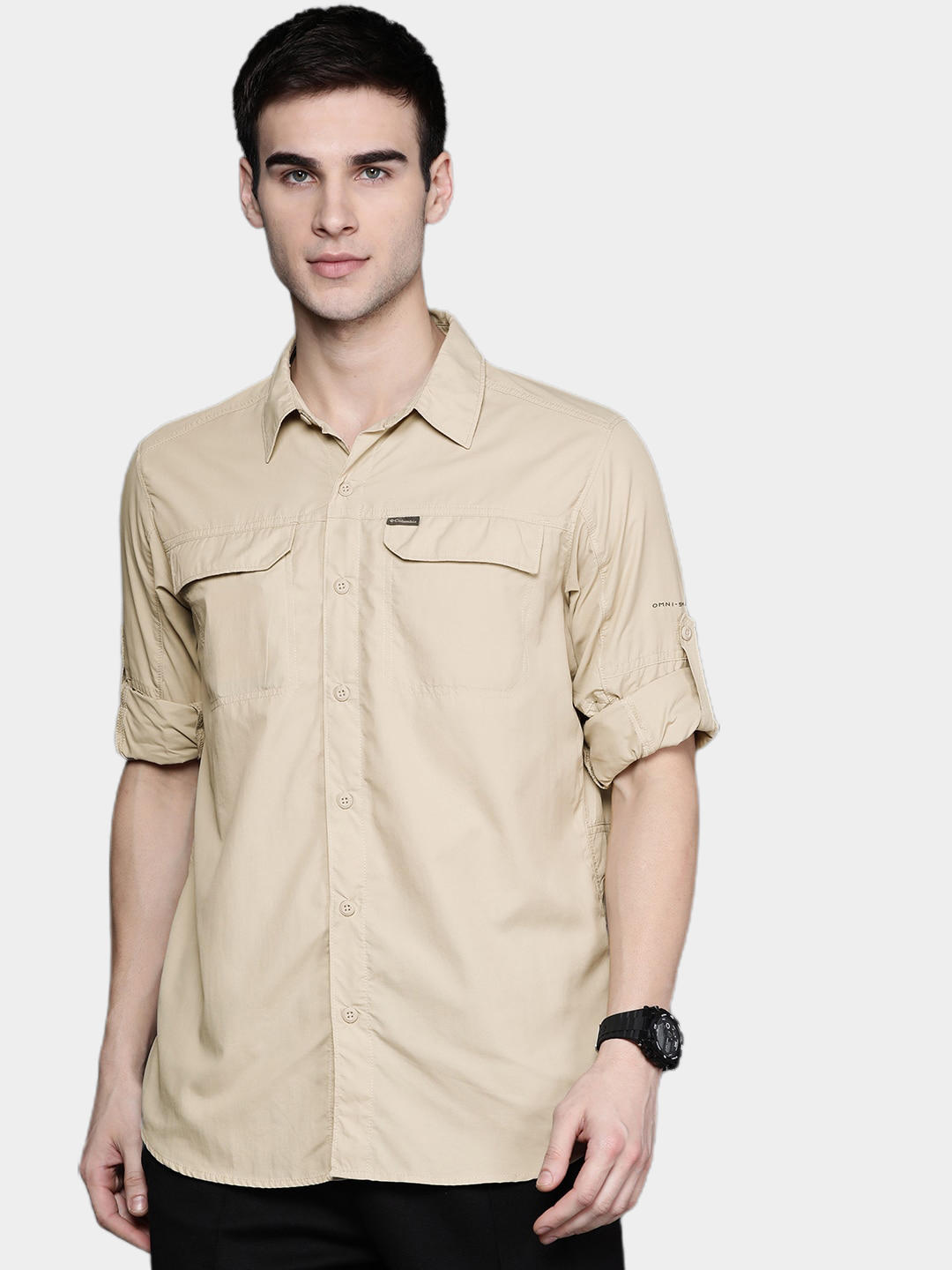 Columbia Men Beige Silver Ridge 2.0 Long Sleeve Shirt (Sun Protection)