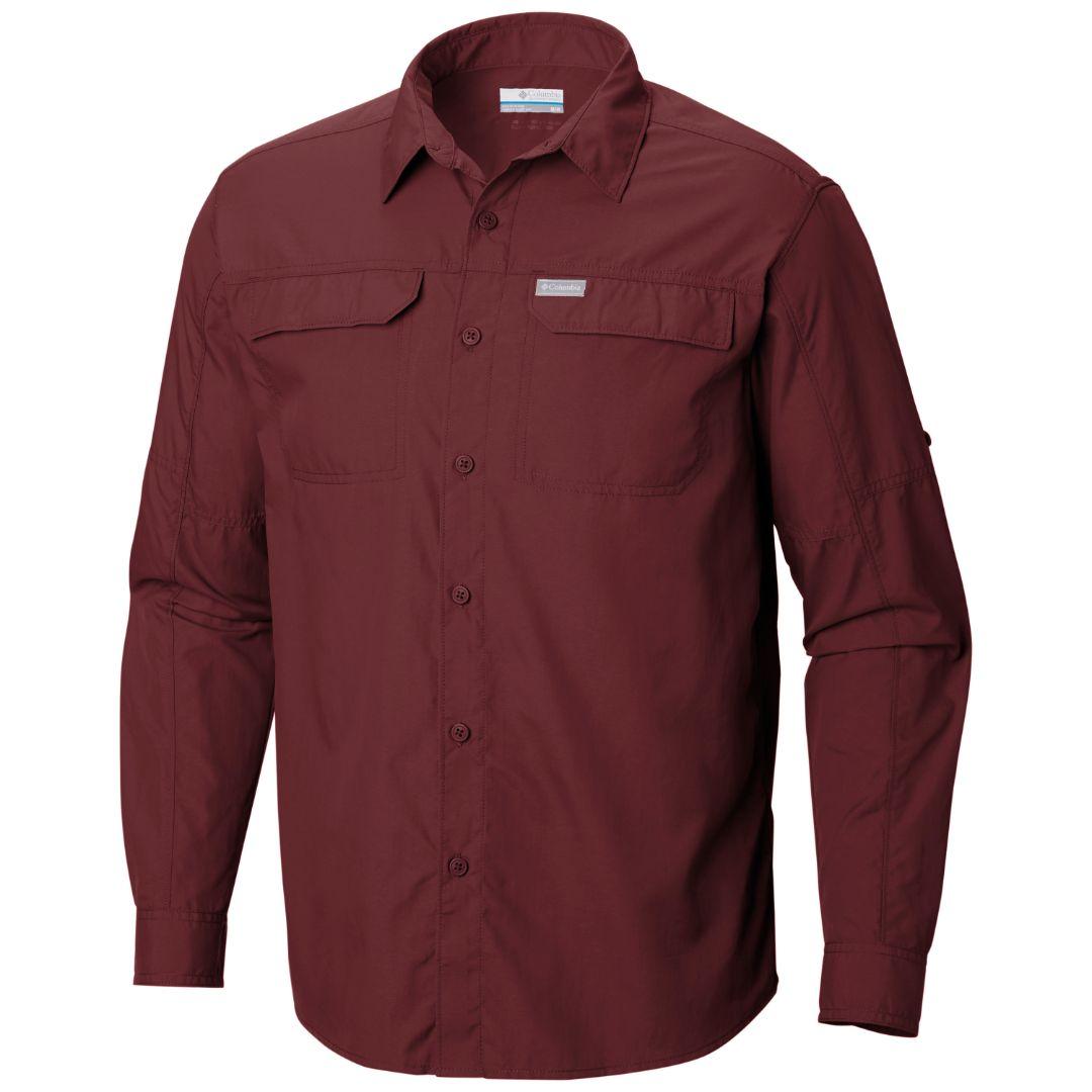 Columbia Men Maroon Silver Ridge 2.0 Long Sleeve Shirt