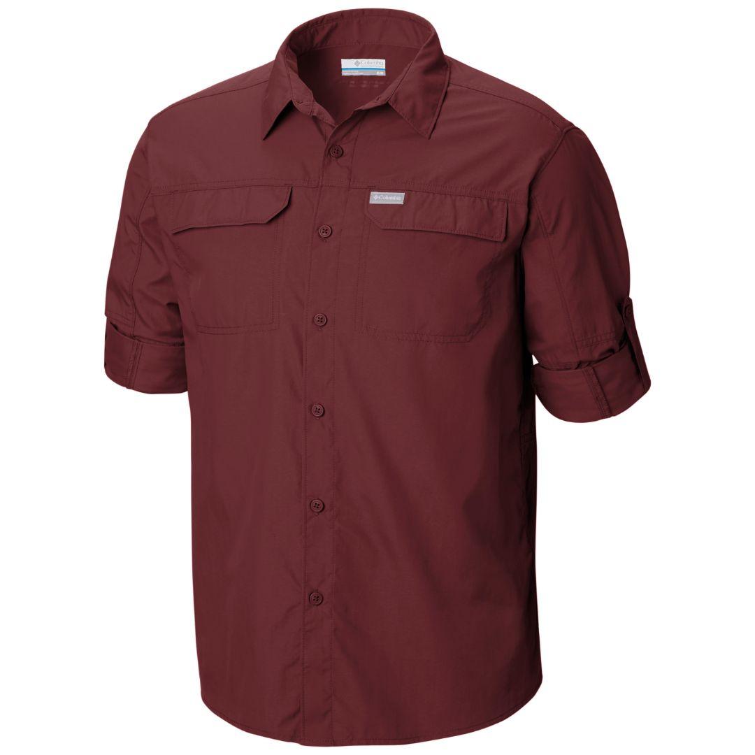 Columbia Men Maroon Silver Ridge 2.0 Long Sleeve Shirt