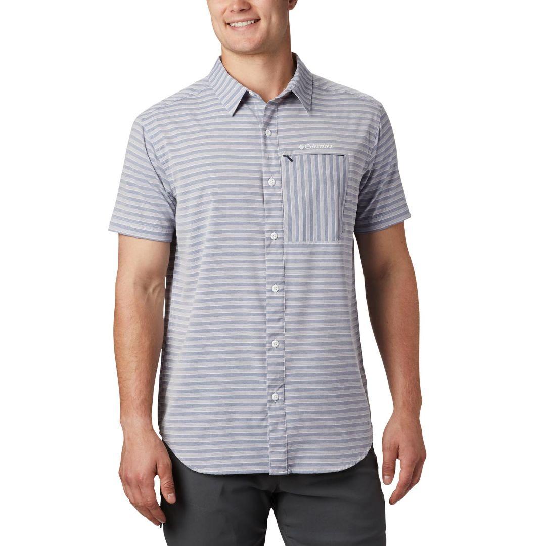 Columbia Men Blue Twisted Creek II Short Sleeve Shirt (Sun Protection)