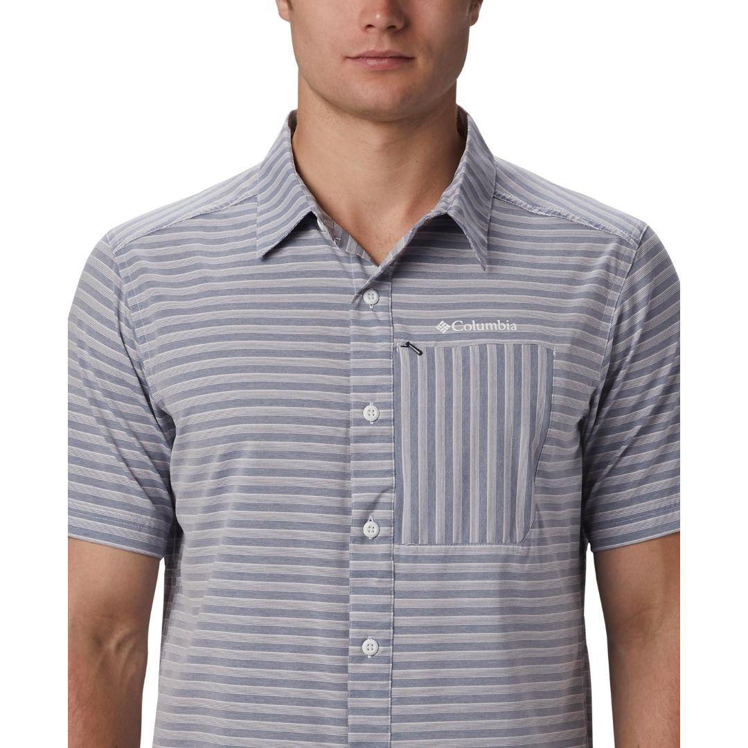 Columbia Men Blue Twisted Creek II Short Sleeve Shirt (Sun Protection)