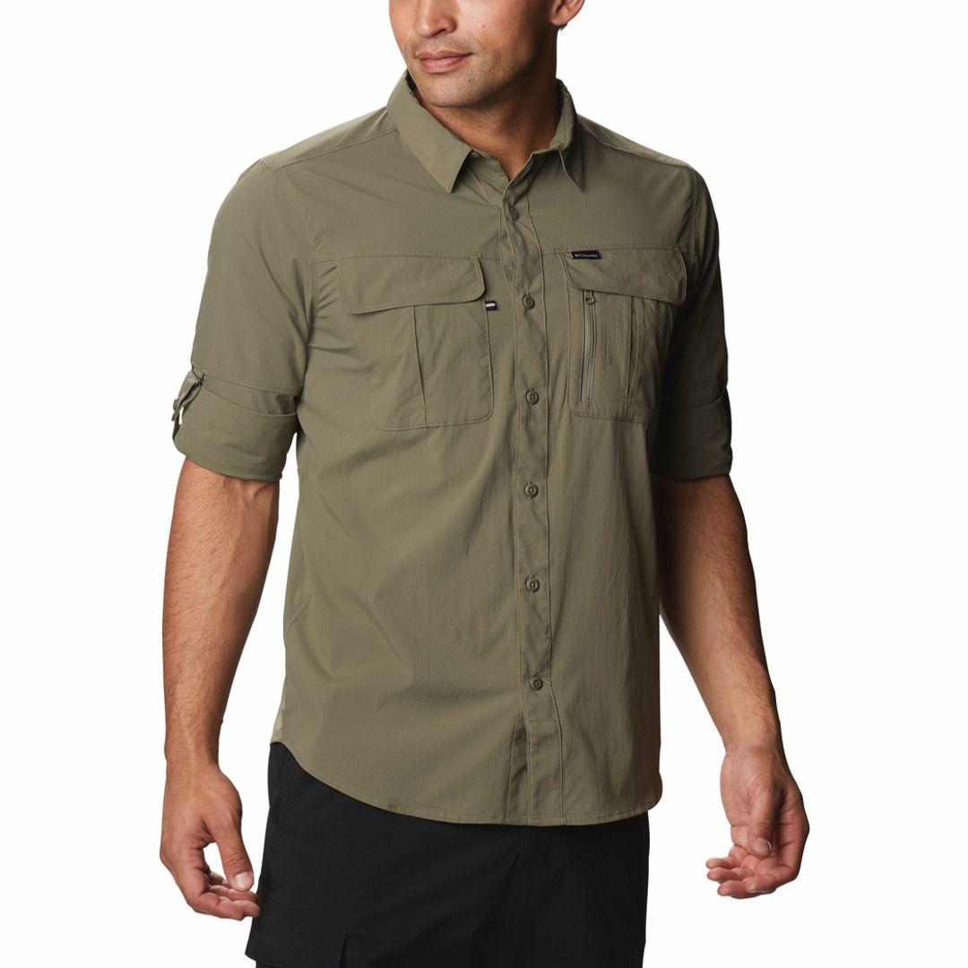 Columbia Men Green Newton Ridge Long Sleeve (Sun Protection)