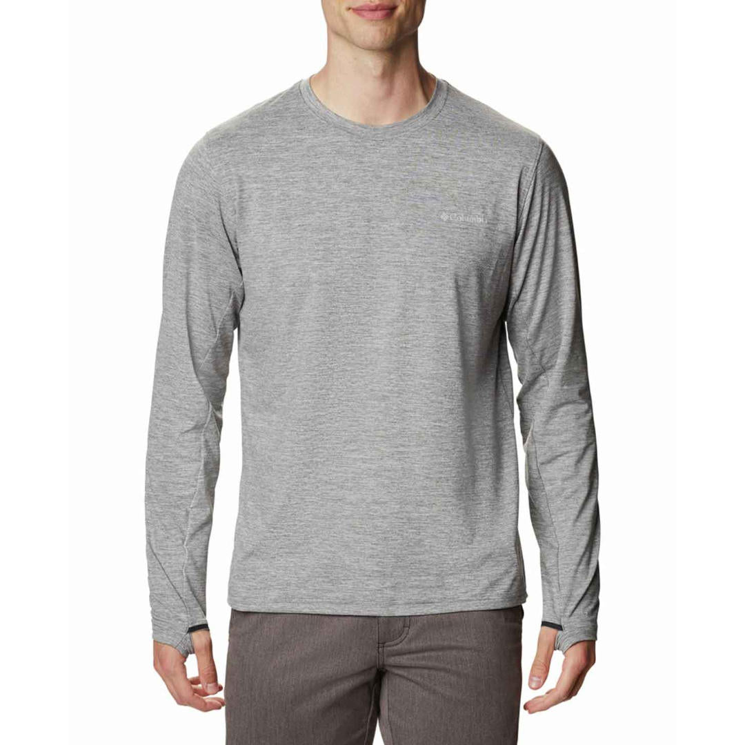 Columbia Men Grey Tech Trail Long Sleeve Crew II
