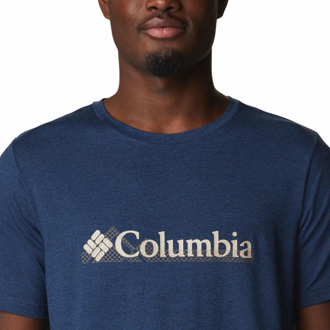 Columbia Men Blue Tech Trail Graphic Tee (Sun Protection)