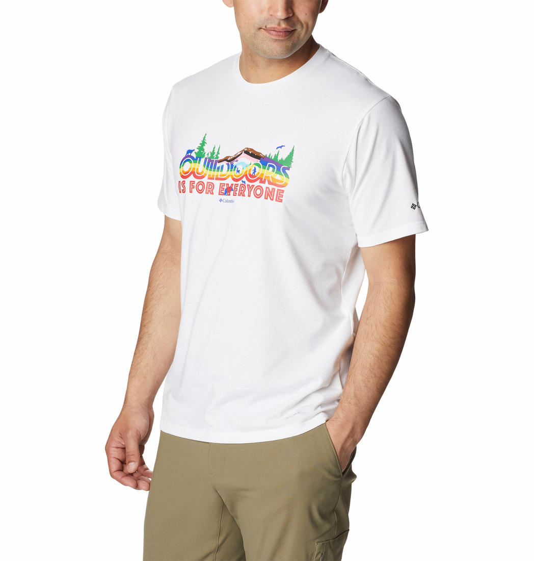 Columbia Men White S Sun Trek Short Sleeve Graphic T-Shirt