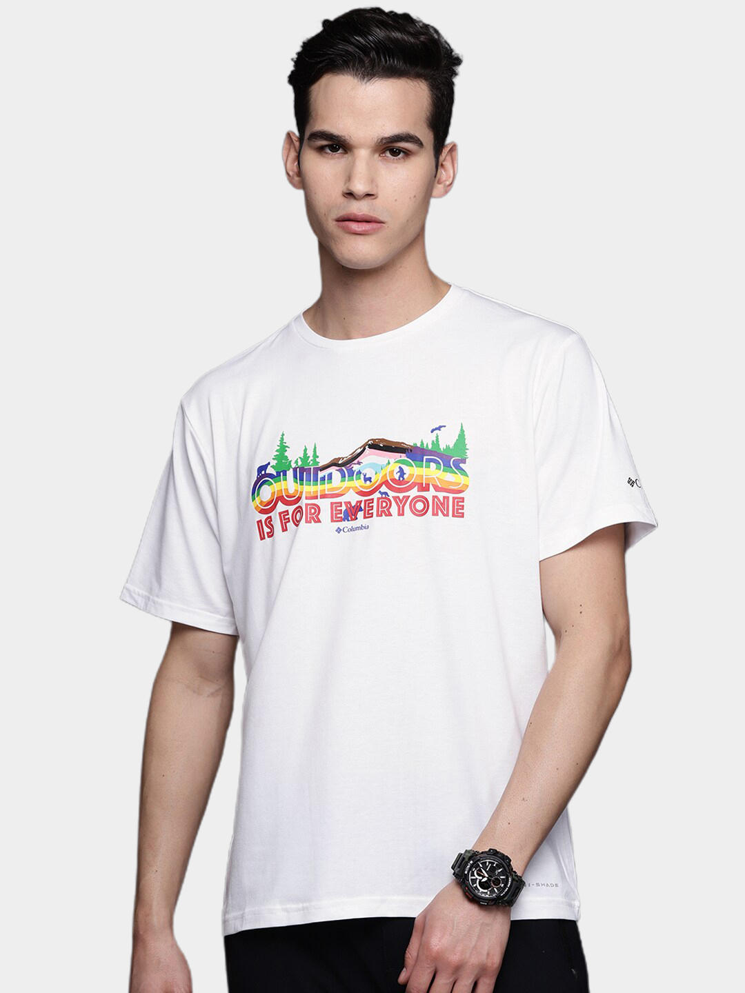 Columbia Men White S Sun Trek Short Sleeve Graphic T-Shirt