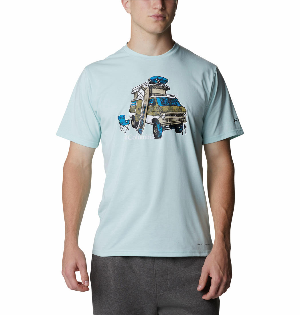 Columbia Men Blue S Sun Trek Short Sleeve Graphic T-Shirt