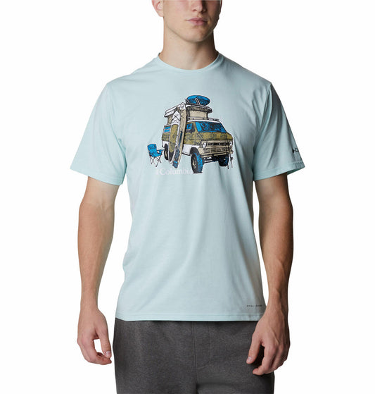 Columbia Men Blue S Sun Trek Short Sleeve Graphic T-Shirt