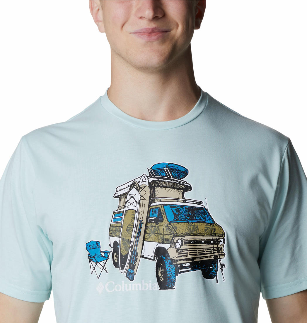Columbia Men Blue S Sun Trek Short Sleeve Graphic T-Shirt