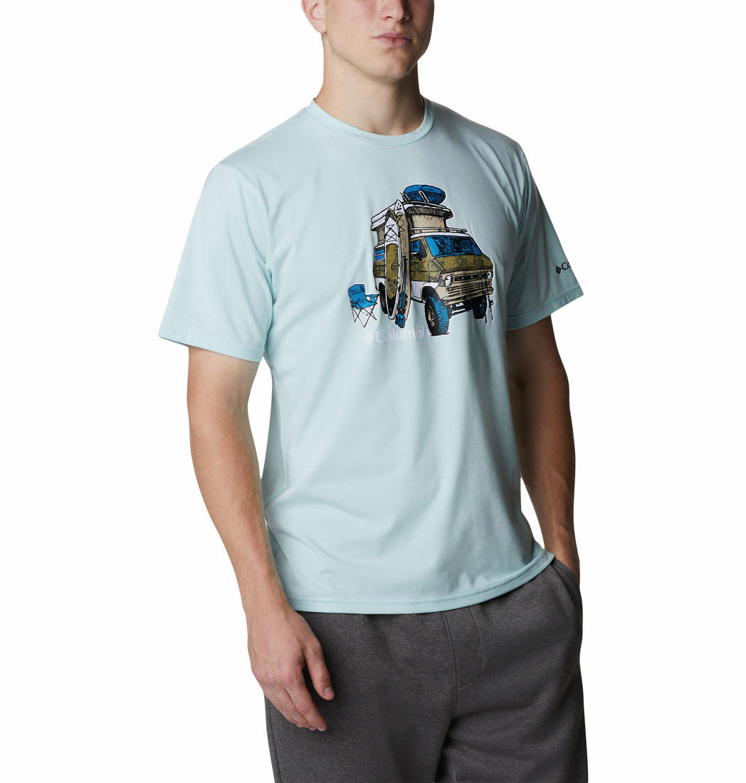 Columbia Men Blue S Sun Trek Short Sleeve Graphic T-Shirt