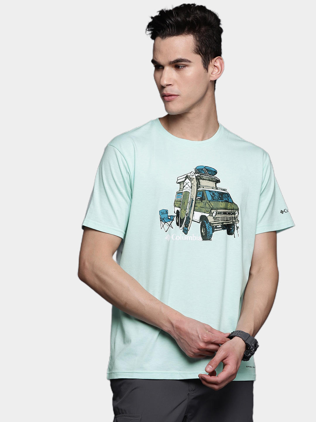 Columbia Men Blue S Sun Trek Short Sleeve Graphic T-Shirt