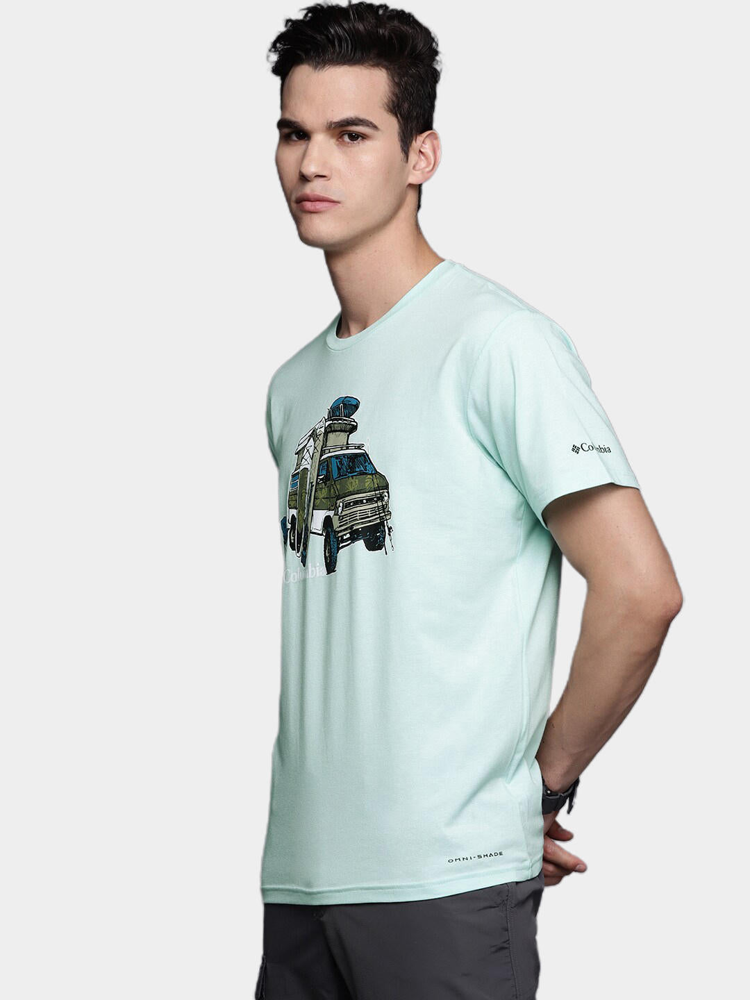 Columbia Men Blue S Sun Trek Short Sleeve Graphic T-Shirt