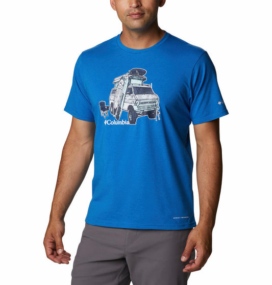 Columbia Men Blue S Sun Trek Short Sleeve Graphic T-Shirt