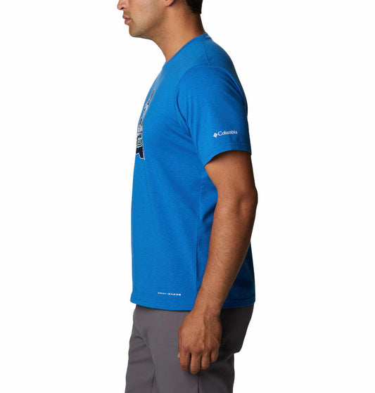Columbia Men Blue S Sun Trek Short Sleeve Graphic T-Shirt
