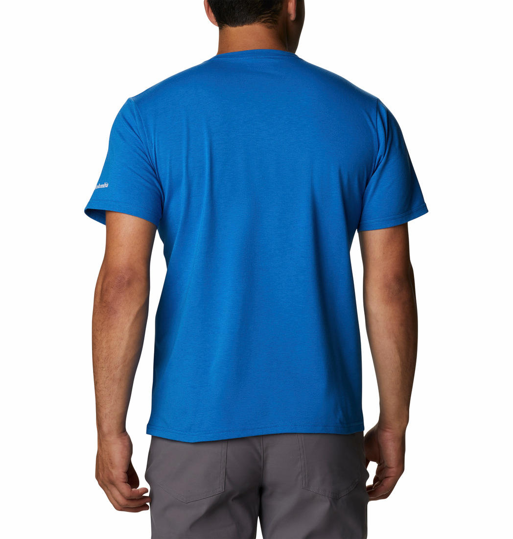 Columbia Men Blue S Sun Trek Short Sleeve Graphic T-Shirt