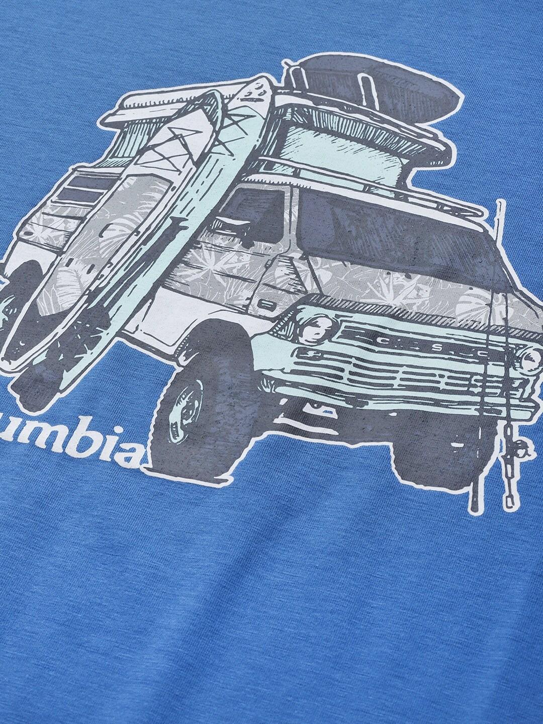 Columbia Men Blue S Sun Trek Short Sleeve Graphic T-Shirt
