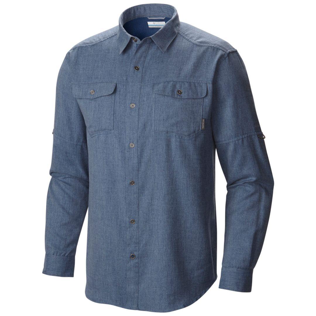 Columbia Men Blue Pilsner Lodge Long Sleeve Shirt (Sun Protection)
