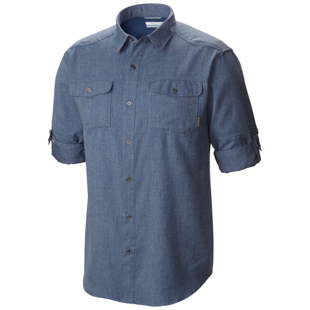 Columbia Men Blue Pilsner Lodge Long Sleeve Shirt (Sun Protection)