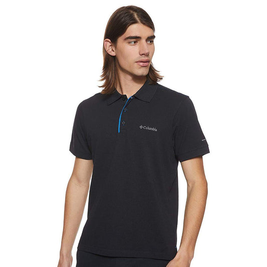 Columbia Men Black Cascade Range Solid Polo T-Shirt