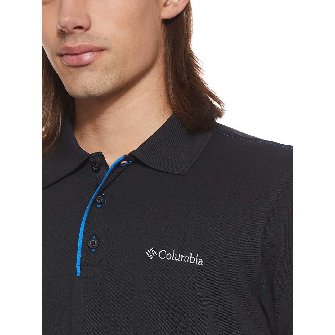 Columbia Men Black Cascade Range Solid Polo T-Shirt