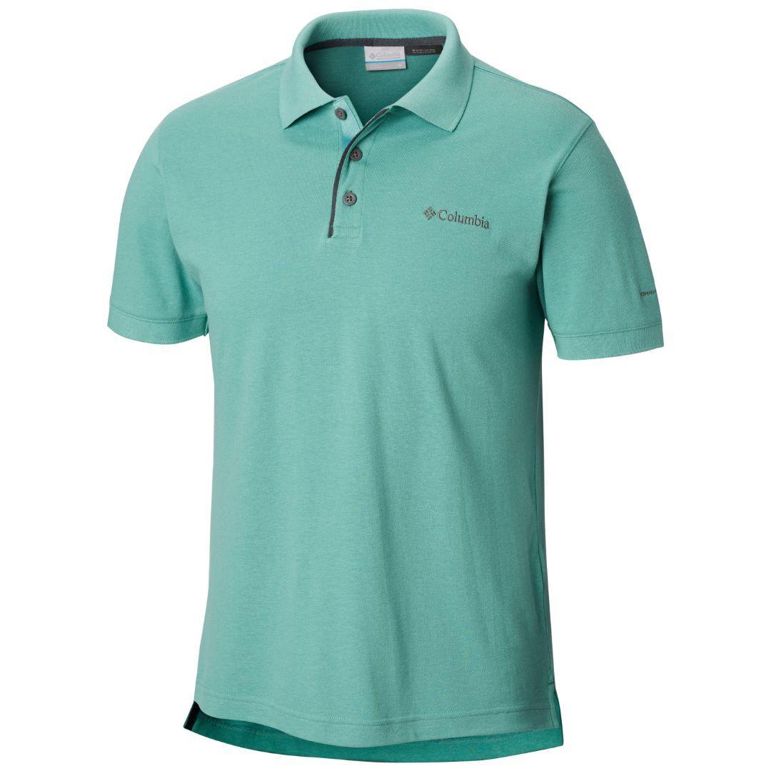 Columbia Men Green Cascade Range Solid Polo T-Shirt