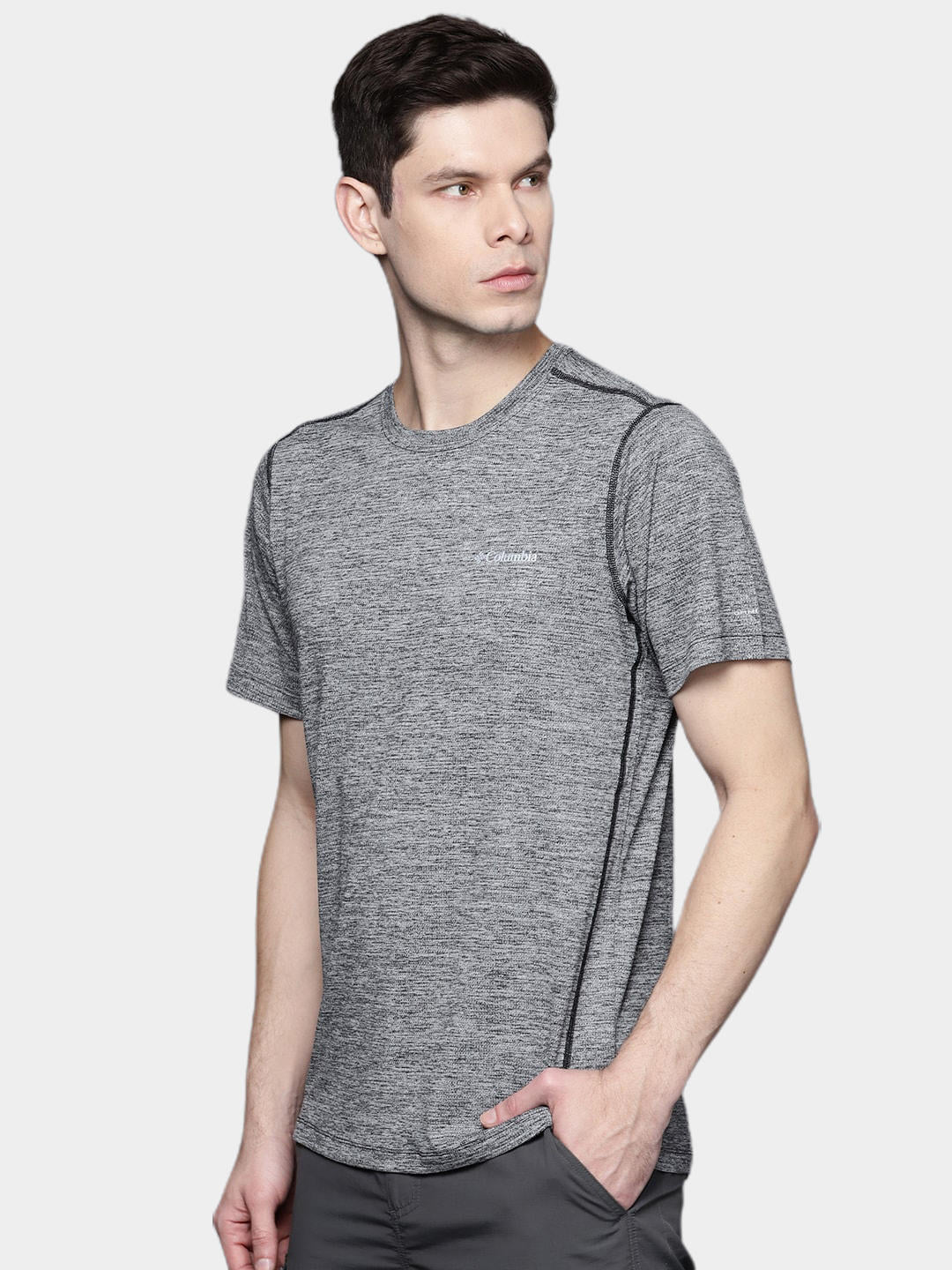 Columbia Men Grey Deschutes Runner Short Sleeve T-Shirt