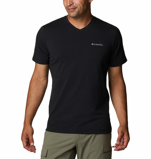 Columbia Men Black Sun Trek V-Neck Short Sleeve T-Shirt