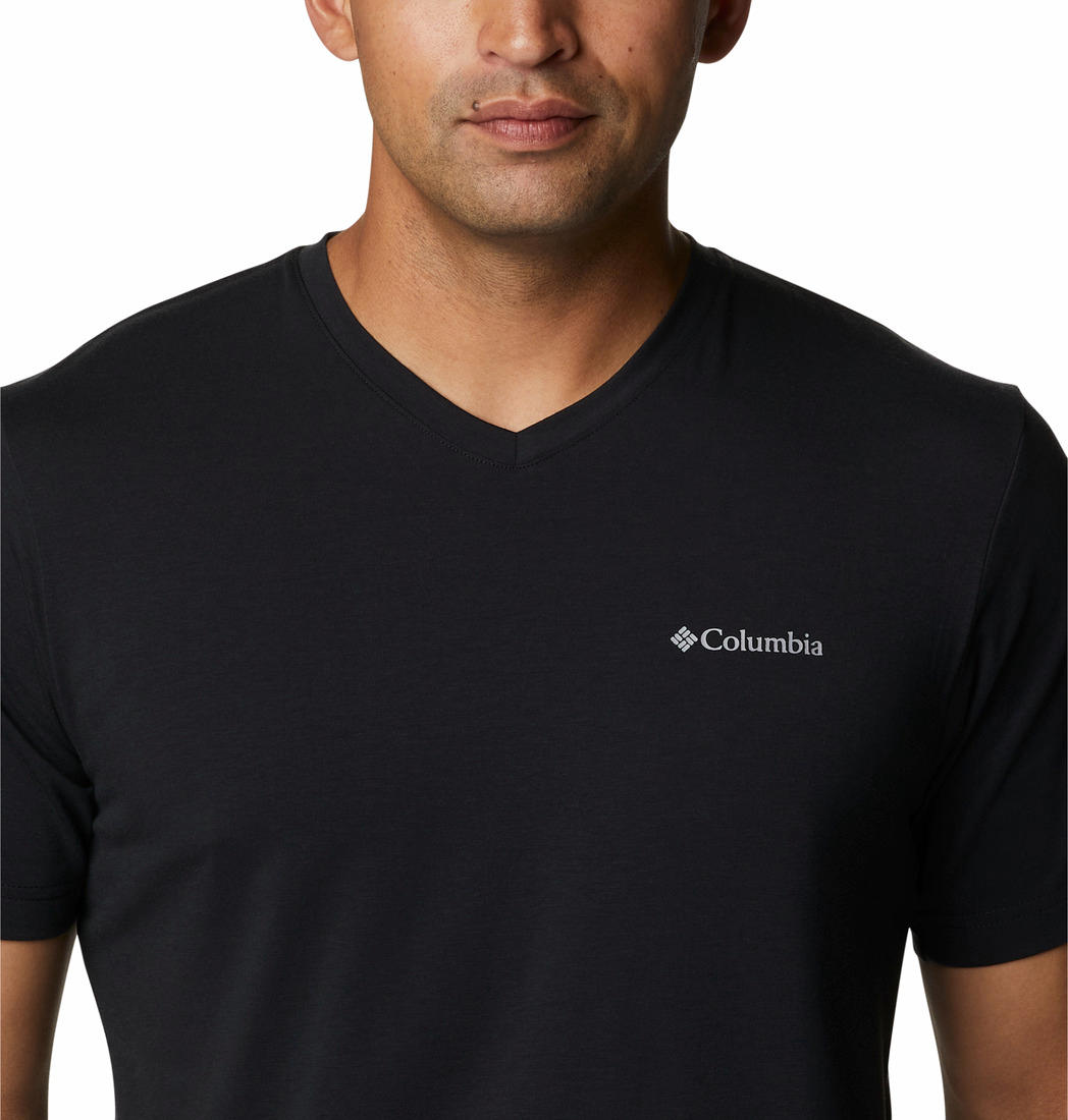 Columbia Men Black Sun Trek V-Neck Short Sleeve T-Shirt