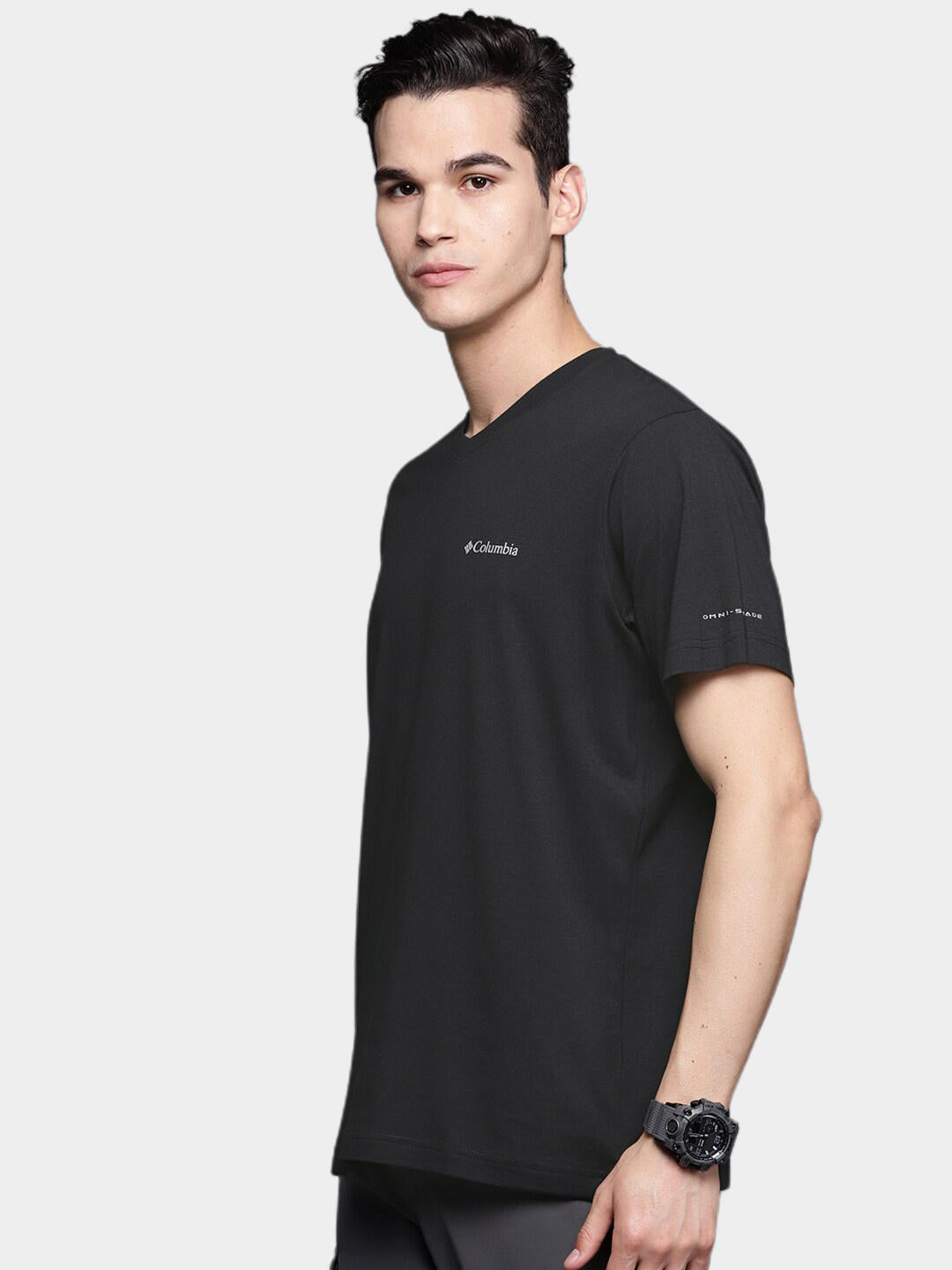 Columbia Men Black Sun Trek V-Neck Short Sleeve T-Shirt