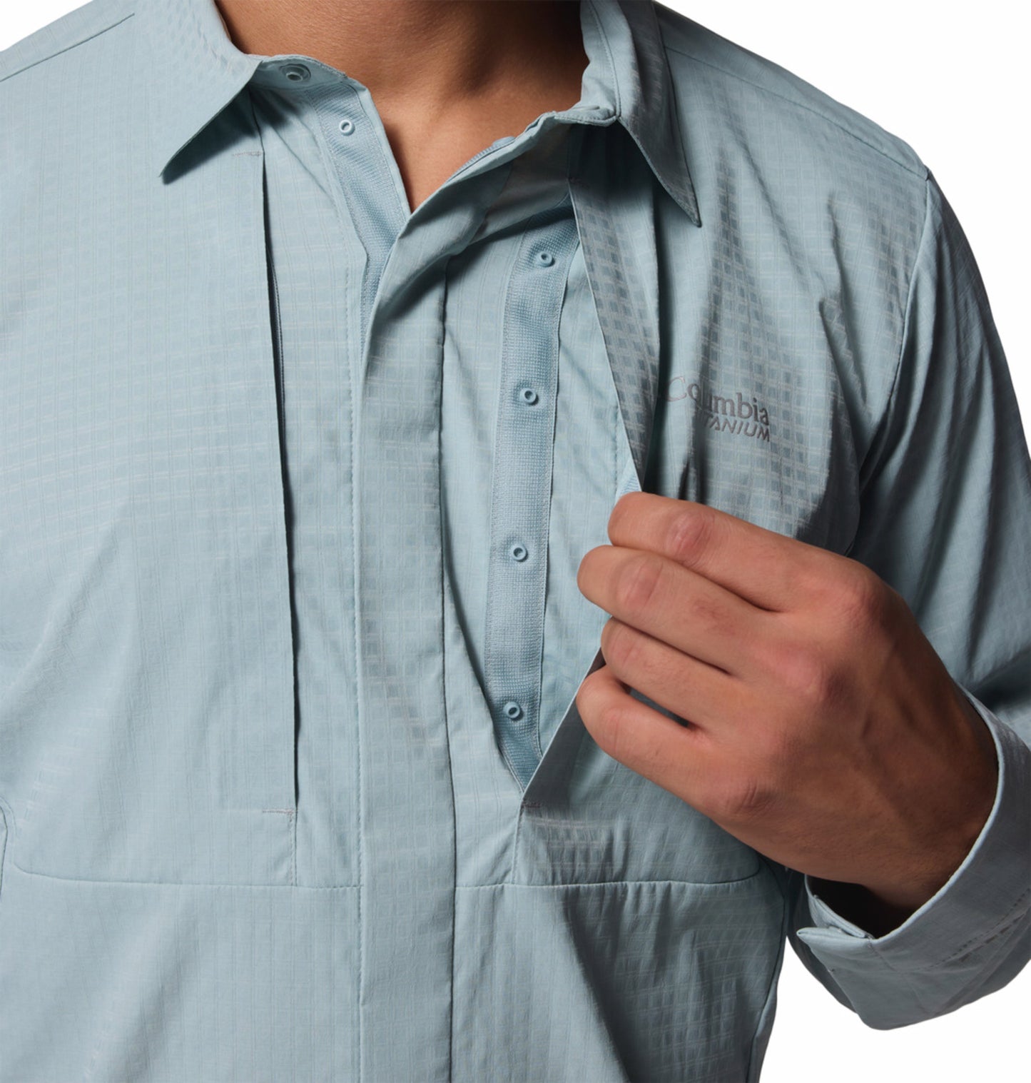 Columbia Men Blue Omni-Freeze Ridge Ascent Long Sleeve Shirt