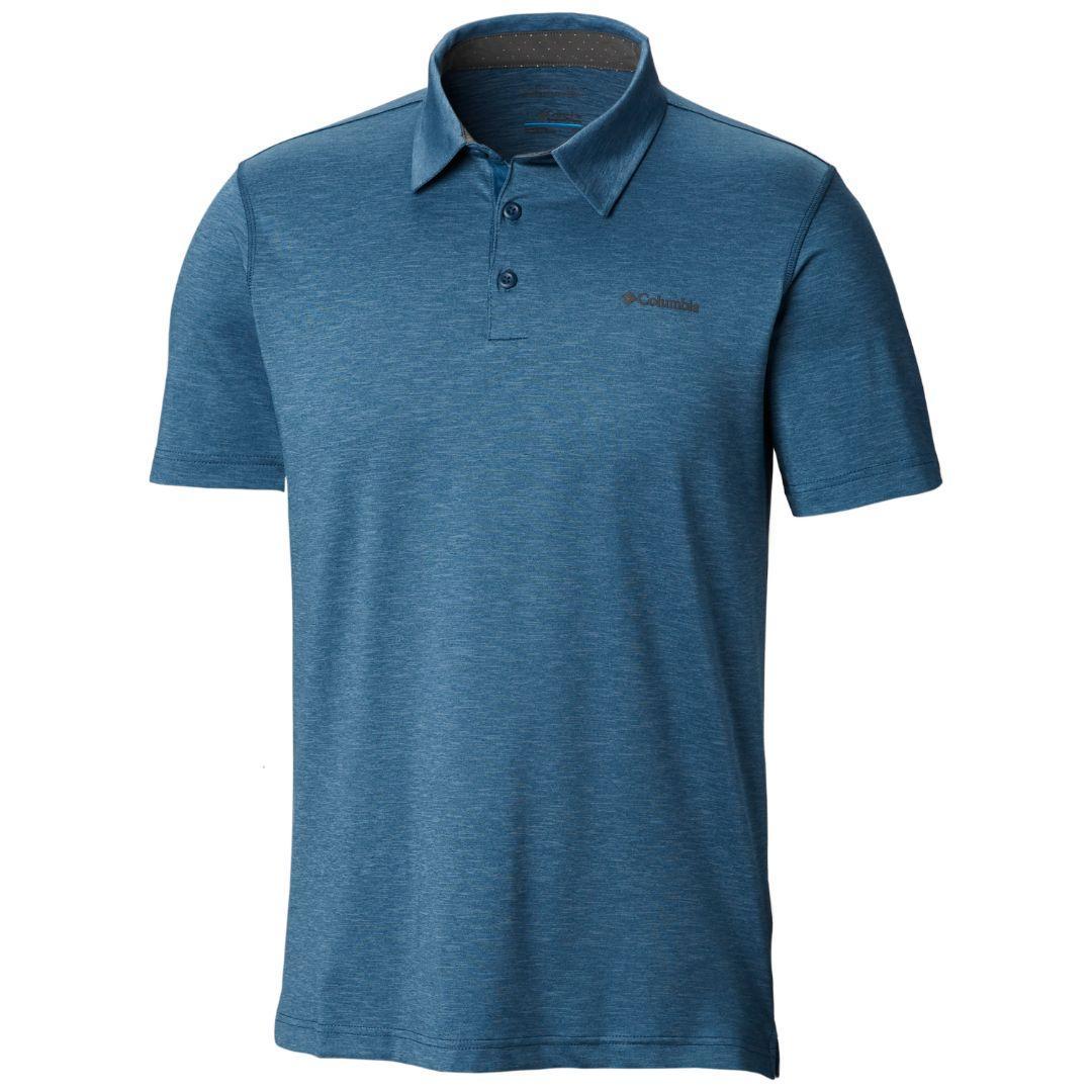 Columbia Men Blue Tech Trail Polo T-Shirt