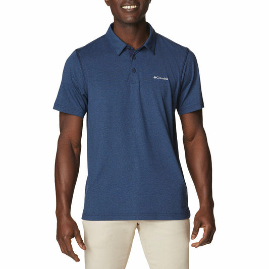 Columbia Men Navy Blue Tech Trail Polo T-Shirt