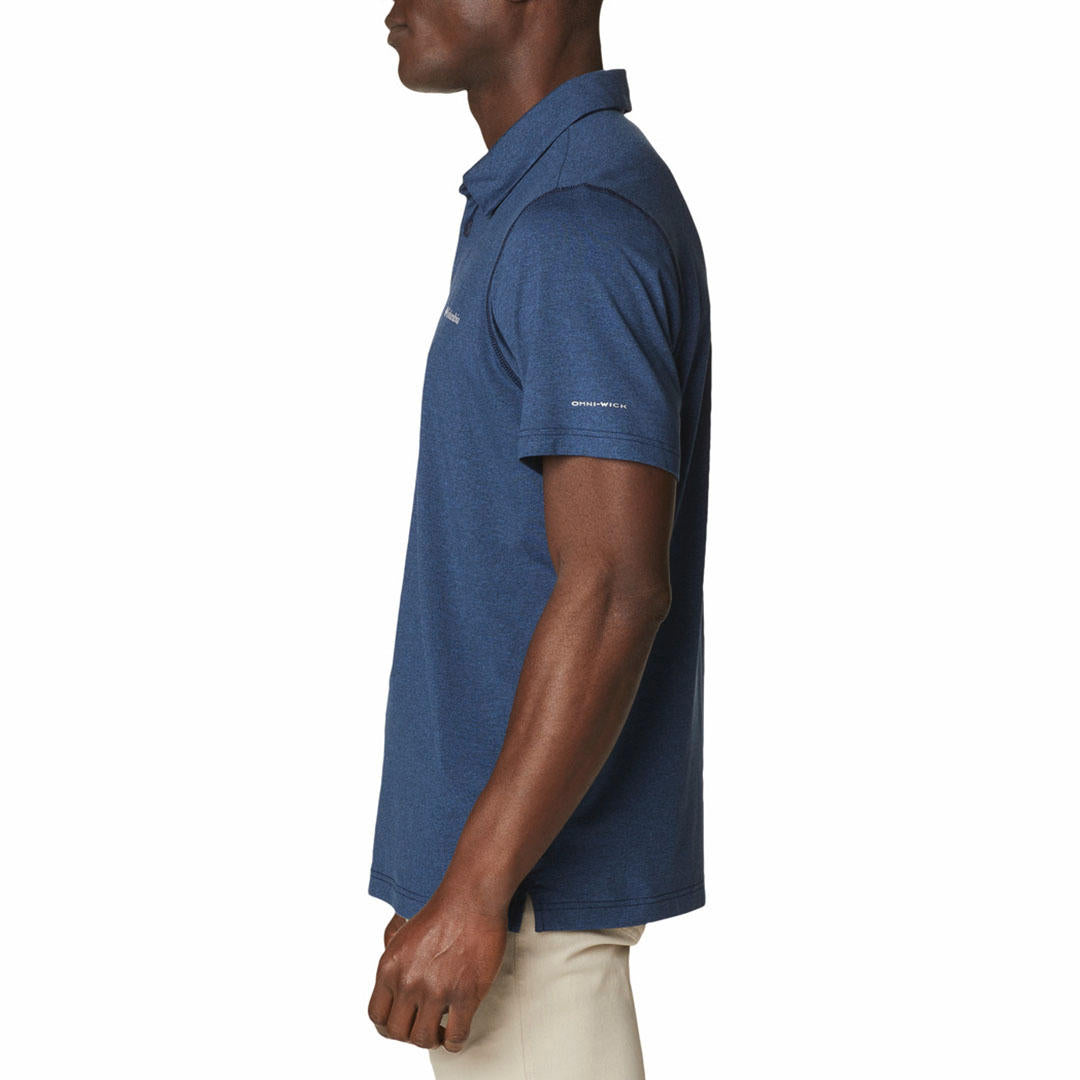 A Men Wearing Columbia Men Blue Tech Trail Polo (Sun Protection)