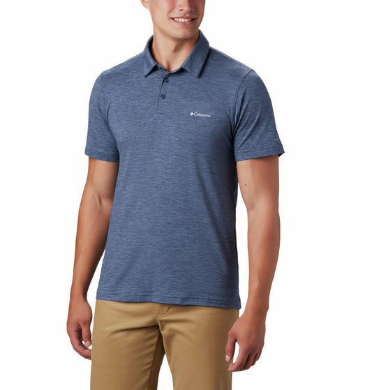 Columbia Men Blue Tech Trail Polo T-Shirt