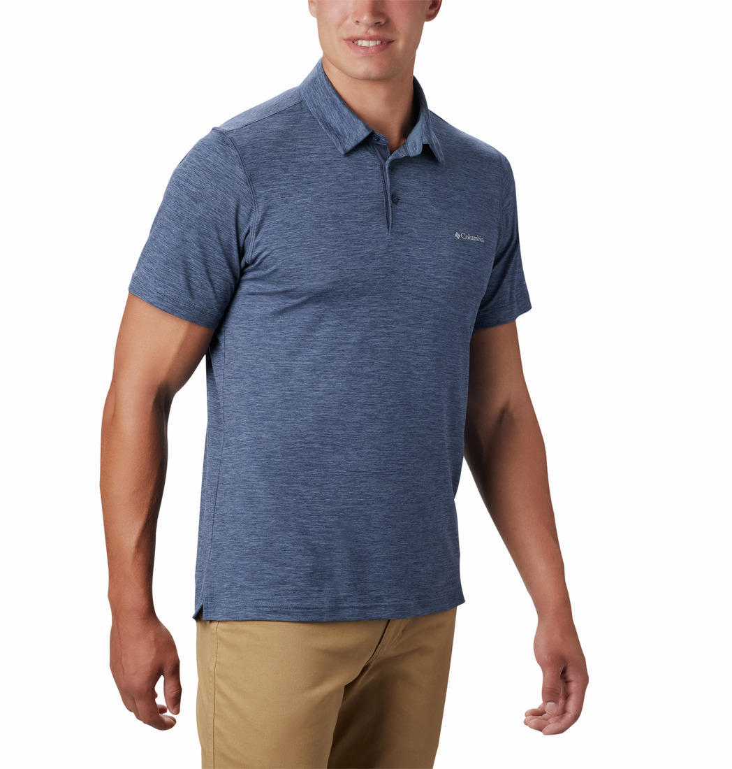 Columbia Men Blue Tech Trail Polo T-Shirt