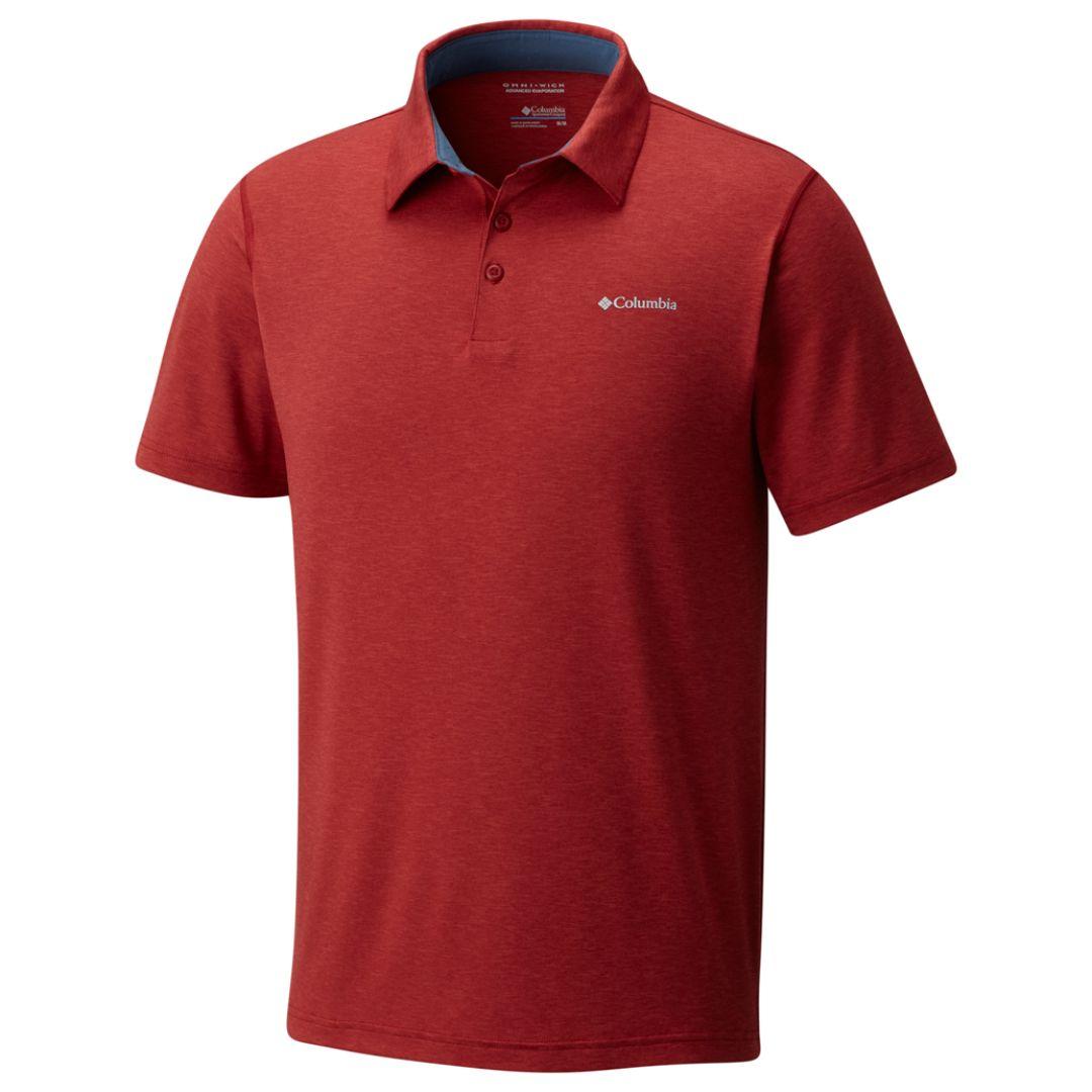 Columbia Men Red Tech Trail Polo T-Shirt