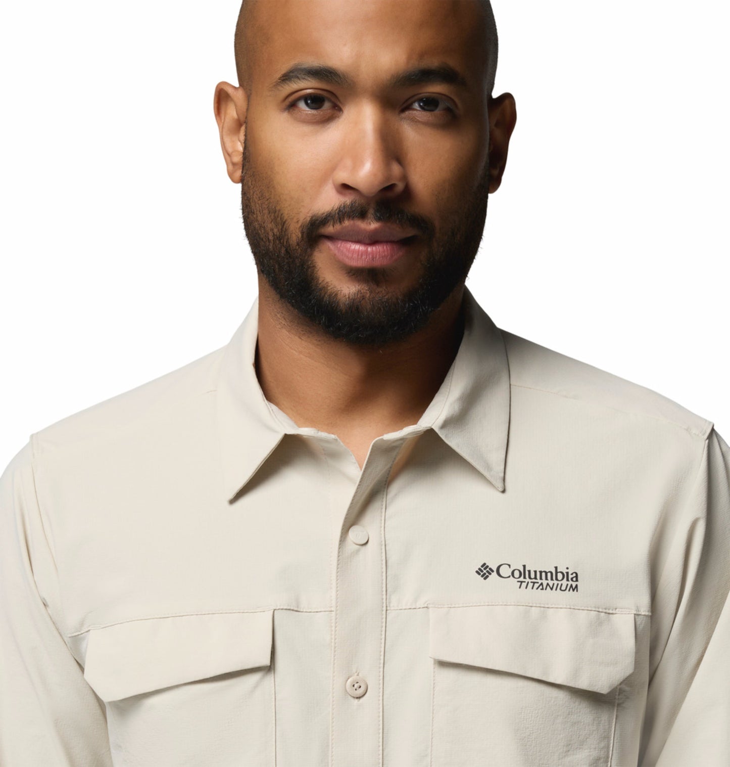 Columbia Men Beige Omni-Shade Silver Ridge Elite Long Sleeve Shirt (Plus Size)