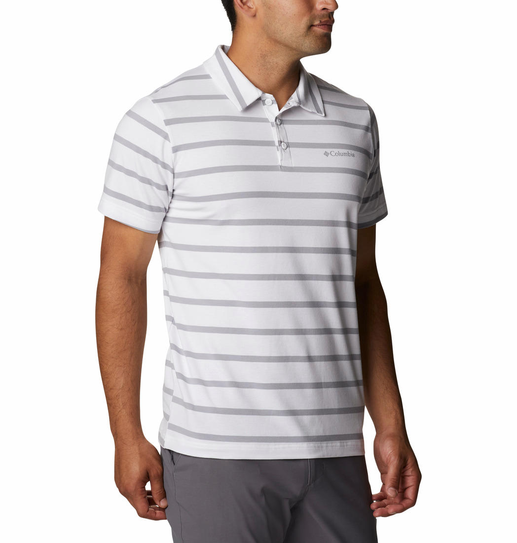 Columbia Men White Sun Trek Polo T-Shirt