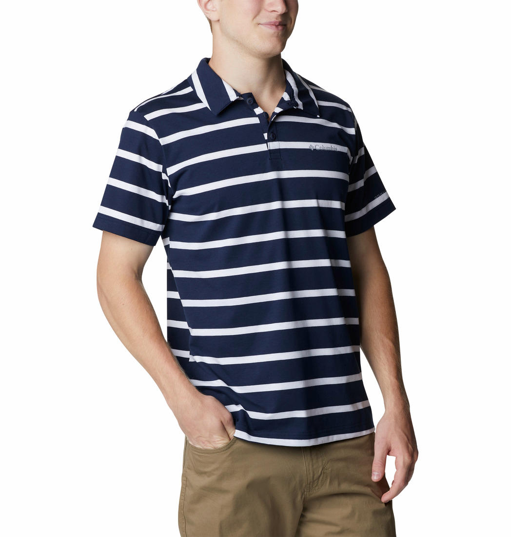 Columbia Men Navy Blue Sun Trek Polo T-Shirt