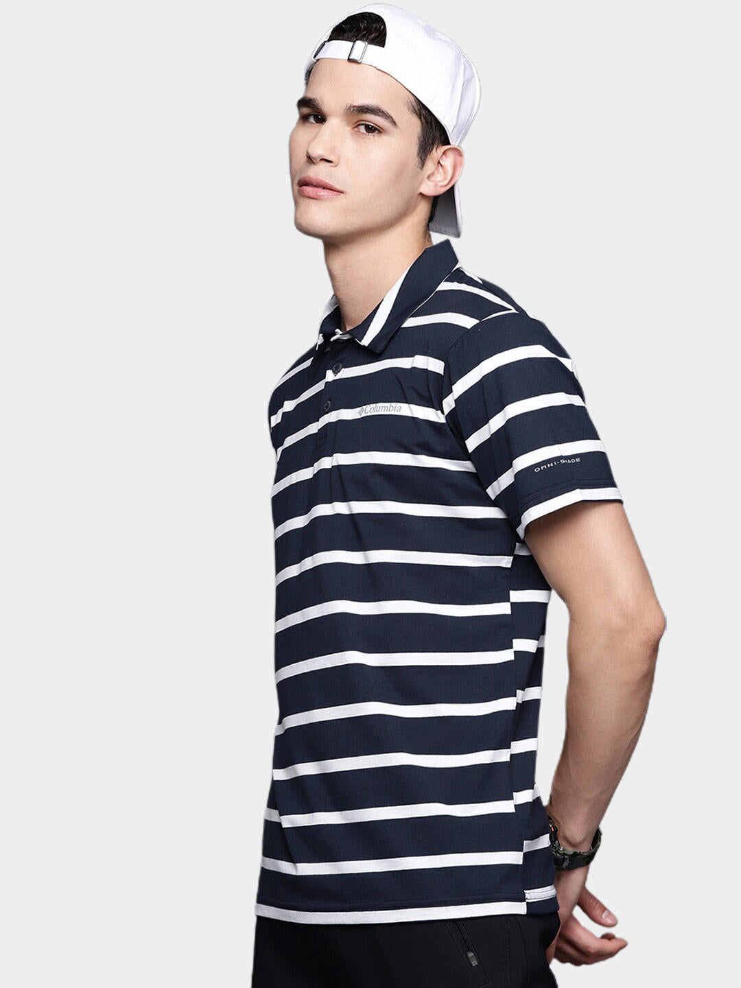 Columbia Men Navy Blue Sun Trek Polo T-Shirt