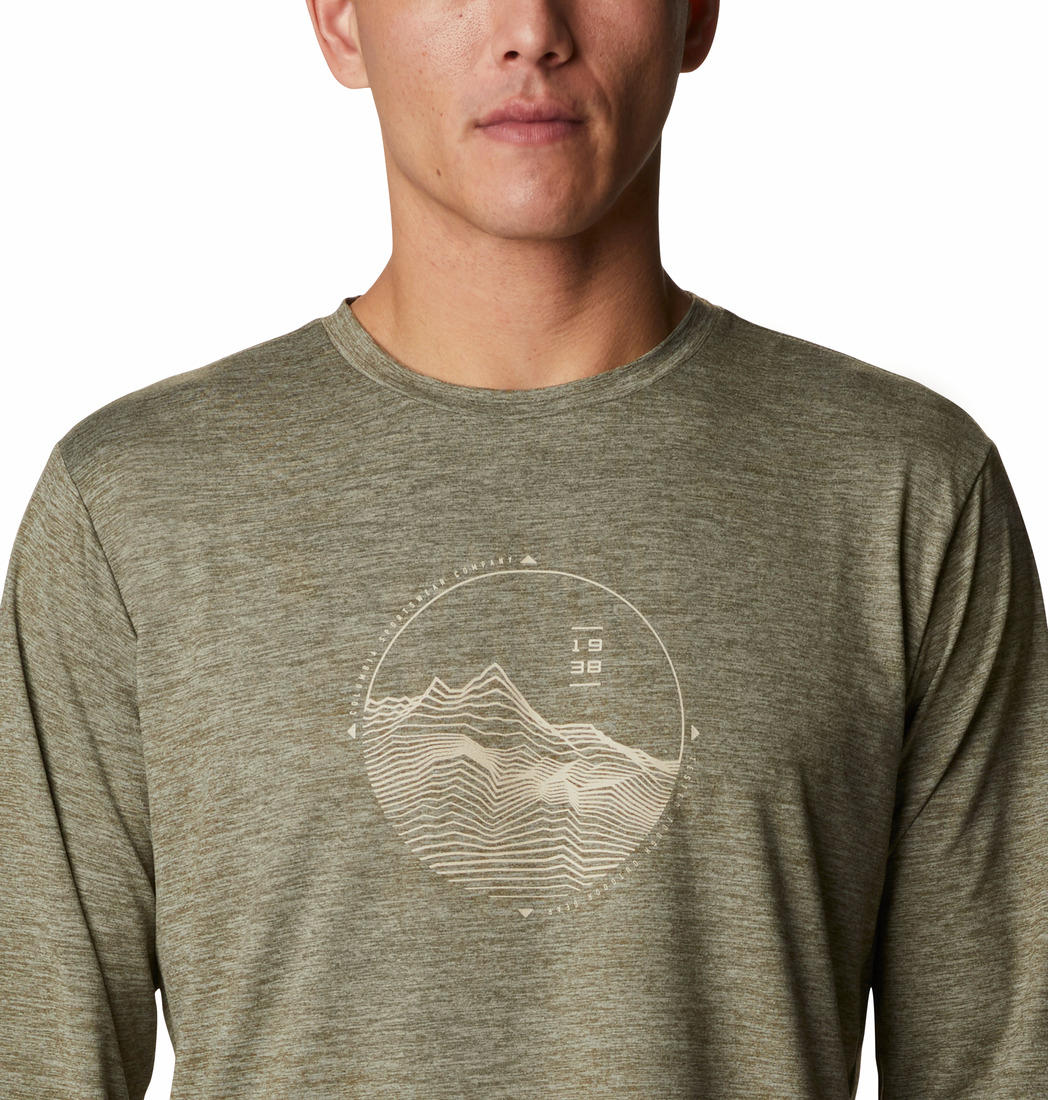 Columbia Men Green Omni-Wick Tech Trail Graphic Tshirt