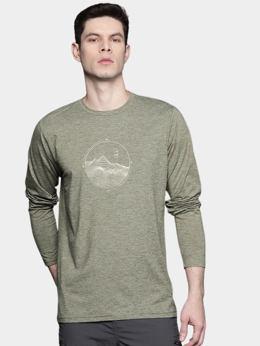 Columbia Men Green Omni-Wick Tech Trail Graphic Tshirt