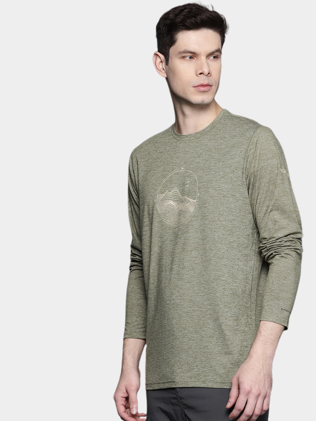 Columbia Men Green Omni-Wick Tech Trail Graphic Tshirt