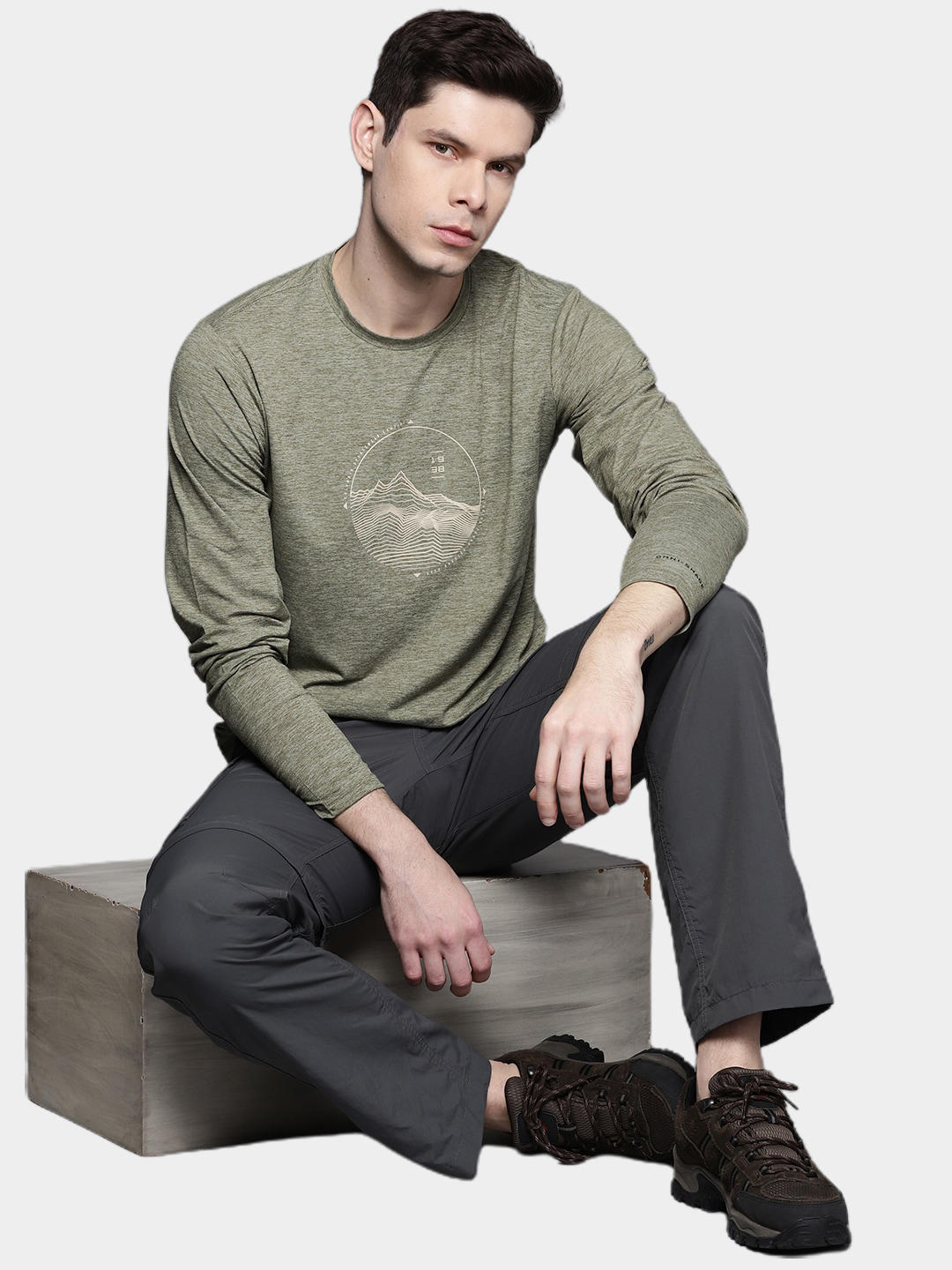 Columbia Men Green Omni-Wick Tech Trail Graphic Tshirt