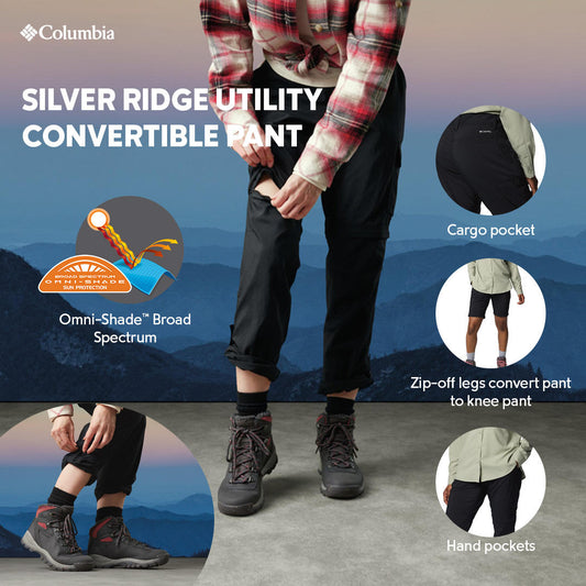 Columbia Womens Black Silver Ridge Utility Convertible Pant