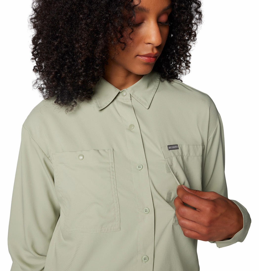 Columbia Womens Green Silver Ridge Utility Long Sleeve Shirt