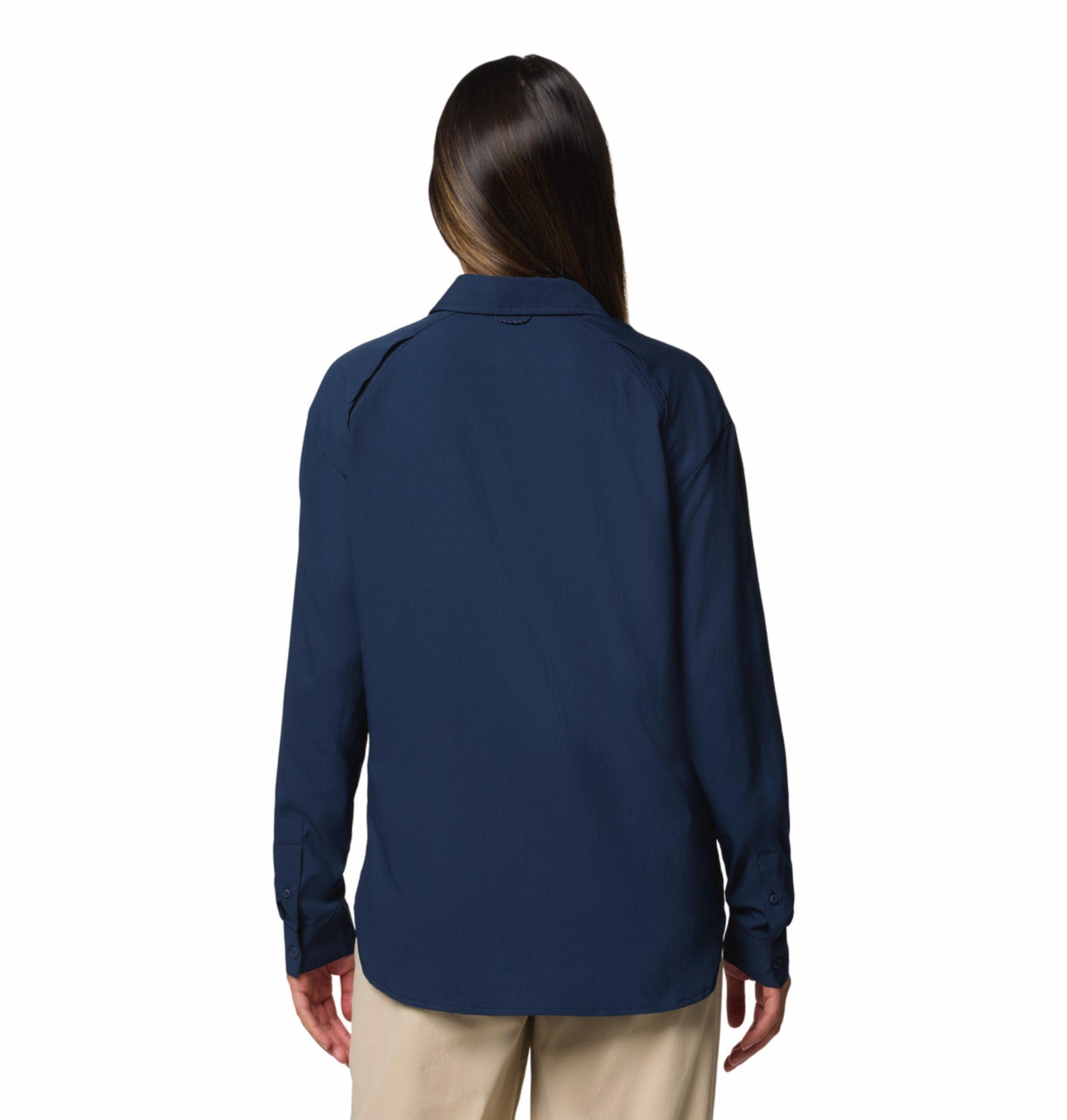 Columbia Womens Navy Blue Omni-Shade Broad Spectrum Silver Ridge Utility Long Sleeve Shirt