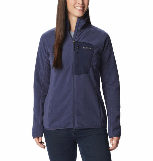Columbia Women Navy Blue W Outdoor Tracks Full Zip Fleece Jacket
