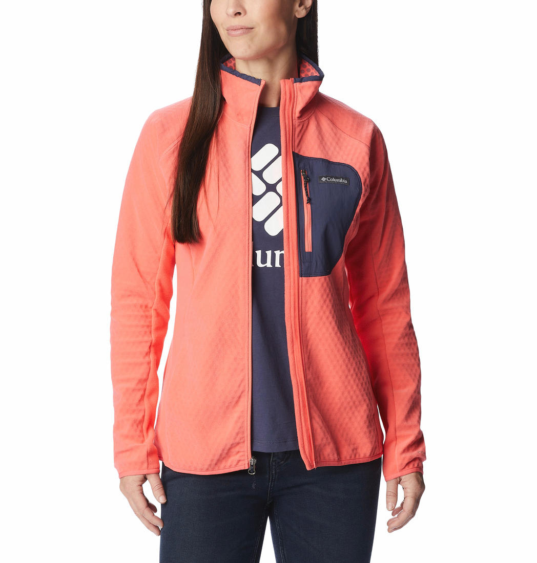 Columbia Women Pink W Outdoor Tracks Full Zip Fleece Jacket