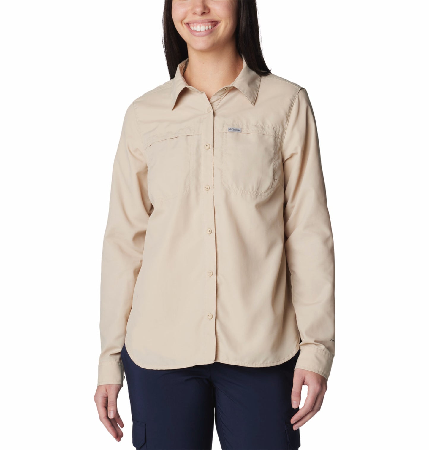 Columbia Women Beige Omni-Shade Silver Ridge 3.0 Long Sleeve Shirt
